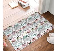 Novastar Zerbino per porta d'ingresso, per interni ed esterni, gufo con occhiali, tappeto da cucina per pavimento, lavabile e sottile, adatto sotto la porta, tappeto da bagno per bagno, 40,6 x 61 cm