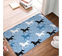 Novastar Zerbino per porta d'ingresso, per interni ed esterni, linea minimalista, motivo: cavallo, nero e bianco, tappeto da cucina per pavimento, lavabile e sottile, adatto sotto la porta, tappeto da