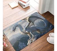 Novastar Zerbino per porta d'ingresso, per interni ed esterni, motivo: drago bianco montagna, tappeto da cucina per pavimento, lavabile e sottile, adatto sotto la porta, tappeto da bagno per il bagno