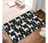 Novastar Zerbino per porta d'ingresso, per interni ed esterni, motivo: lama, alpaca, cactus, nero, carino, tappeto da cucina per pavimento, lavabile, sottile, adatto sotto la porta, tappeto da bagno