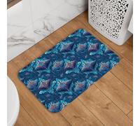 Novastar Zerbino per porta d'ingresso, per interni ed esterni, motivo retrò blu, con stampa a ray, tappetino da cucina per pavimento, lavabile, sottile, adatto sotto la porta, tappetino da bagno per