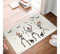 Novastar Zerbino per porta d'ingresso, per interni ed esterni, motivo teschio divertente che danza di Halloween, tappeto da cucina per pavimento, lavabile e sottile, adatto sotto la porta, tappeto da