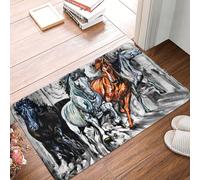 Novastar Zerbino per porta d'ingresso, per interni ed esterni, quattro cavalli che corrono, tappeto da cucina per pavimento, lavabile e sottile, adatto sotto la porta, tappeto da bagno per il bagno