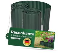 Novatool Bordo per prato, in plastica, altezza 20 cm, 2 x 9 m, colore verde, bordatura per aiuole, bordi per aiuole