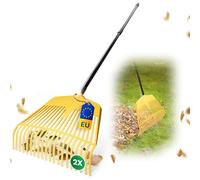 Novatool Scopa per foglie con manico telescopico - dispositivo combinato 2 in 1 con 26 denti in plastica, larghezza di lavoro 60 cm, scopa da giardino, rastrello per rifiuti da giardino, attrezzi da