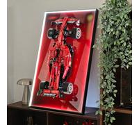 NOVDA Lavagna da parete compatibile con auto da corsa Lego F1 42207, con luci a LED e telecomando, cornice da 75 x 45 cm, per collezioni in casa, ufficio, soggiorno (modello non incluso)
