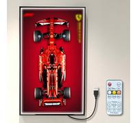 NOVDA Lavagna da parete per Lego Technic Ferrari FS-24 F1 auto da corsa, 42207, con cornice LED, parete di presentazione per la formula 1, supporto da parete per auto, 75 x 45 cm (telecomando e