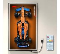 NOVDA Pannello da parete per Lego Technic McLaren F1 auto da corsa, 42141, con cornice LED, parete di presentazione per la formula 1, supporto da parete per auto, 75 x 45 cm (telecomando e cornice)