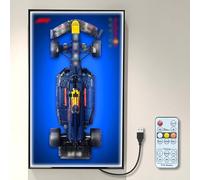 NOVDA Pannello da parete per Lego Technic Oracle Red Bull Racing 20 F1 auto da corsa, 42206, con cornice LED, parete di presentazione per Formula 1, supporto da parete per auto, 75 x 45 cm