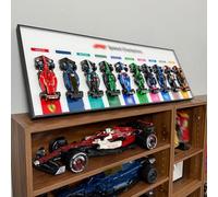 NOVDA Supporto da parete compatibile con Lego F1 Speed Champions, 110 x 40 cm Wall Mount Lavagna di presentazione per 10 Formula 1 Auto da corsa 77242-77251 Telaio per camera hobby e ufficio (non