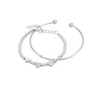 Nove Gioielli per Le Donne Gioielli e Bracciale a Cuore Bracciali da Tennis Aperti con Perline creativi Geometrici (Sliver-D, Taglia Unica) Clever Design