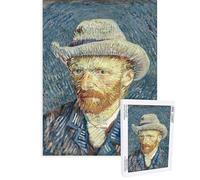 Nove telai puzzle in legno 1000 pezzi Van Gogh dipinti famosi - Autoritratto con cappello ritratto in puntinismo regali pittura decorativa puzzle attività puzzle per giochi di famiglia (1000 pezzi)