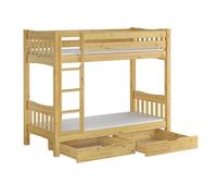 Nove varianti di letto a castello 90x200 x adulti in Pino massello 60.15-09Ni100