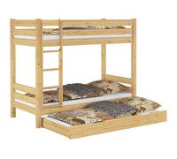 Nove varianti letto a castello per adulti 90x200 in Pino laccato V-60.11-09Ni100