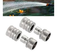Novealcrbe Stainless Steel Garden Hose Quick Connect Fittings Set, 3/4 inch GHT Water Hose Quick Connect Fittings, Heavy Duty Release Connector for Hoses And Sprayers (2Set)