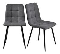 Novela Set di 4 sedie per sala da pranzo e cucina, seduta in lino, struttura in metallo, con schienale, comode sedie da pranzo e soggiorno, design moderno (grigio)
