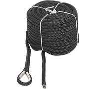 NovelBee Filo di ancoraggio in nylon a doppia treccia da 1,27 cm x 3,5 m, con ditale in acciaio inox, carico di lavoro sicuro: 0,5 kg; resistenza alla trazione: 2,3 kg (nero)