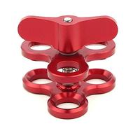 NovelGoal Supporto per tuffi, anello a sfera, per treppiede, adattatore a sfera, per immersioni subacquee, con tripla clip a farfalla da 2,5 cm (rosso)