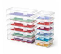 novelinks Contenitori impilabili in plastica trasparente con coperchio a scatto, contenitori per matite, pastelli, perline (confezione da 6 piccoli + 6 pezzi medi - trasparenti)