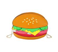 Novelty Bag, Cute Portable Handbag, Cartoon Hamburger Cross Body Bags with Adjustable Strap, Lightweight PU Leather Bag with Zipper Closure, Fashion Accessory Fun Design, Travel Beach Walking