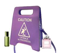 Novelty Caution Shoulder Bag, Women's Tote Bag, Stop Sign Design Purse, Caution-themed Shoulder Bag, Unique Tote Purse for Women, Stylish Caution-Themed Messenger Bag for Women and Girls, malva, Se
