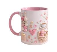 Novelty Coffee Mugs - 350ml Crochet Yarn Art Ceramic Drinkware, Funny Coffee Mugs For Women, Crochet Mug For Women Mom Friend Sister Birthday Christmas Party Home Apartment Office School Dorm