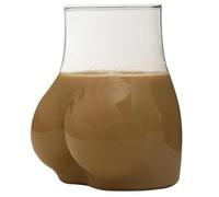 Novelty Mug - Butt Shaped Mug | Unique Mug | 450ml trasparente Butt Borosilicate Glass Coffee Mug, Ass Beer Mug, Thick Glass Cup, Funny Fart Glass, Ass Cocktail Glass Clear Juice Tea Coffee Cup