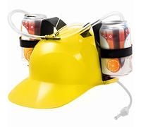 Novelty Place Casco da bere - Tappo regolabile per lattine - Cappello per bomboniere - Cannuccia per birra soda - Gadget per bevande divertenti (giallo)