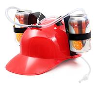 Novelty Place Casco per Bere - Porta Lattina per Berretto con Cannuccia per Birra E Soda - Divertimento per Le Feste - Rosso