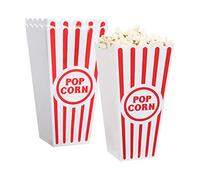 NOVELTY PLACE Contenitori classici per popcorn a righe rosse e bianche per la serata del cinema, 19,8 cm di altezza x 9,7 cm quadrati (confezione da 4)
