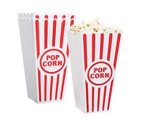 Novelty Place Contenitori Pop-Corn Classic a righe rosse e bianche in plastica per la serata del cinema - 7,8 "Alto x 3,8" quadrato (confezione da 16)