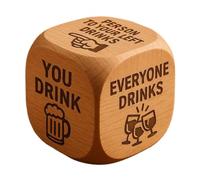 Novelty Wooden 6-Sided Drinking Game Dice - Party Challenge Dice for | 1.97" x 1.97" x 1.97" (5cm Cubed) Single Dice, Natural Solid Wood Construction with Fade-Proof Engraved Commands, Portable