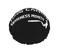 Novembre è il mese della consapevolezza del cancro al polmone Cuffia da doccia riutilizzabile Cuffia da bagno elastica Cappello da doccia morbido Impermeabile per cappucci di tutte le lunghezze di cap
