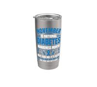 Novembre è il nastro blu e grigio del mese di sensibilizzazione al diabete Bicchiere termico in acciaio inox doppia parete
