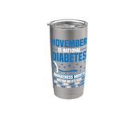Novembre è il nastro blu e grigio del mese di sensibilizzazione al diabete Bicchiere termico in acciaio inox doppia parete