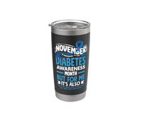 Novembre è il nastro blu e grigio del mese di sensibilizzazione al diabete Bicchiere termico in acciaio inox doppia parete