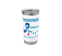 Novembre è il nastro blu e grigio del mese di sensibilizzazione al diabete Bicchiere termico in acciaio inox doppia parete