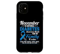 Novembre è il nastro blu e grigio del mese di sensibilizzazione al diabete Custodia per iPhone 11