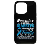 Novembre è il nastro blu e grigio del mese di sensibilizzazione al diabete Custodia per iPhone 13 Pro