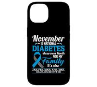 Novembre è il nastro blu e grigio del mese di sensibilizzazione al diabete Custodia per iPhone 14