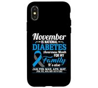 Novembre è il nastro blu e grigio del mese di sensibilizzazione al diabete Custodia per iPhone X/XS