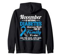 Novembre è Il Nastro Blu e Grigio del Mese di sensibilizzazione al diabete Felpa con Cappuccio