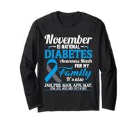 Novembre è Il Nastro Blu e Grigio del Mese di sensibilizzazione al diabete Maglia a Manica