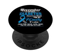 Novembre è il nastro blu e grigio del mese di sensibilizzazione al diabete PopSockets PopGrip Adesivo