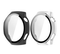 NovemFoal Custodia all-in-one con pellicola protettiva integrata compatibile con Huawei Watch GT 6 Pro, custodia protettiva a copertura completa per una migliore difesa (nero opaco + argento opaco)