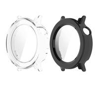 NovemFoal Custodia compatibile con CMF by Nothing Watch3 Pro, pellicola protettiva in vetro temperato in PC con pellicola protettiva integrata, copertura integrale (nero + trasparente)