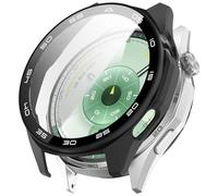 NovemFoal Custodia protettiva integrata in policarbonato compatibile con Huawei Watch GT 6 46 mm, pellicola protettiva con marcatura di precisione per una maggiore difesa e stile (nero)