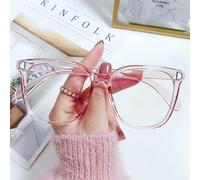 NOVESIXTDAT Eleganti Occhiali da Lettura da Donna, Specchio Piatto Oversize, Lettori di Computer Anti Luce Blu, Occhiali antiriflesso (Color : Pink, Size : +0.50)
