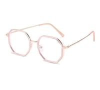 NOVESIXTDAT Eleganti Occhiali da Lettura poligonali in Metallo, Lettore di Computer Che blocca la Luce Blu Irregolare, Occhiali infrangibili antiriflesso (Color : Pink, Size : +0.50)
