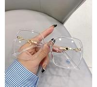 NOVESIXTDAT Occhiali da Lettura Oversize da Donna, Specchio Piatto Extra Large, Lettore Quadrato di Blocco della Luce Blu, Occhiali antiriflesso (Color : Clear, Size : +3.00)